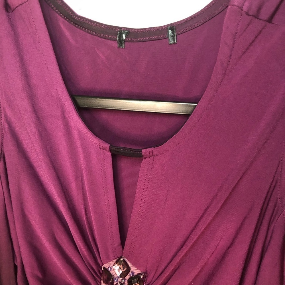 Multicolored Ruched Embellished Cold Shoulder Top - Picture 5 of 13